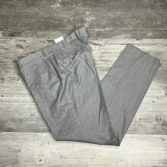 NWT Ermenegildo Zegna Light Grey Flannel Wool Dress Pants 44